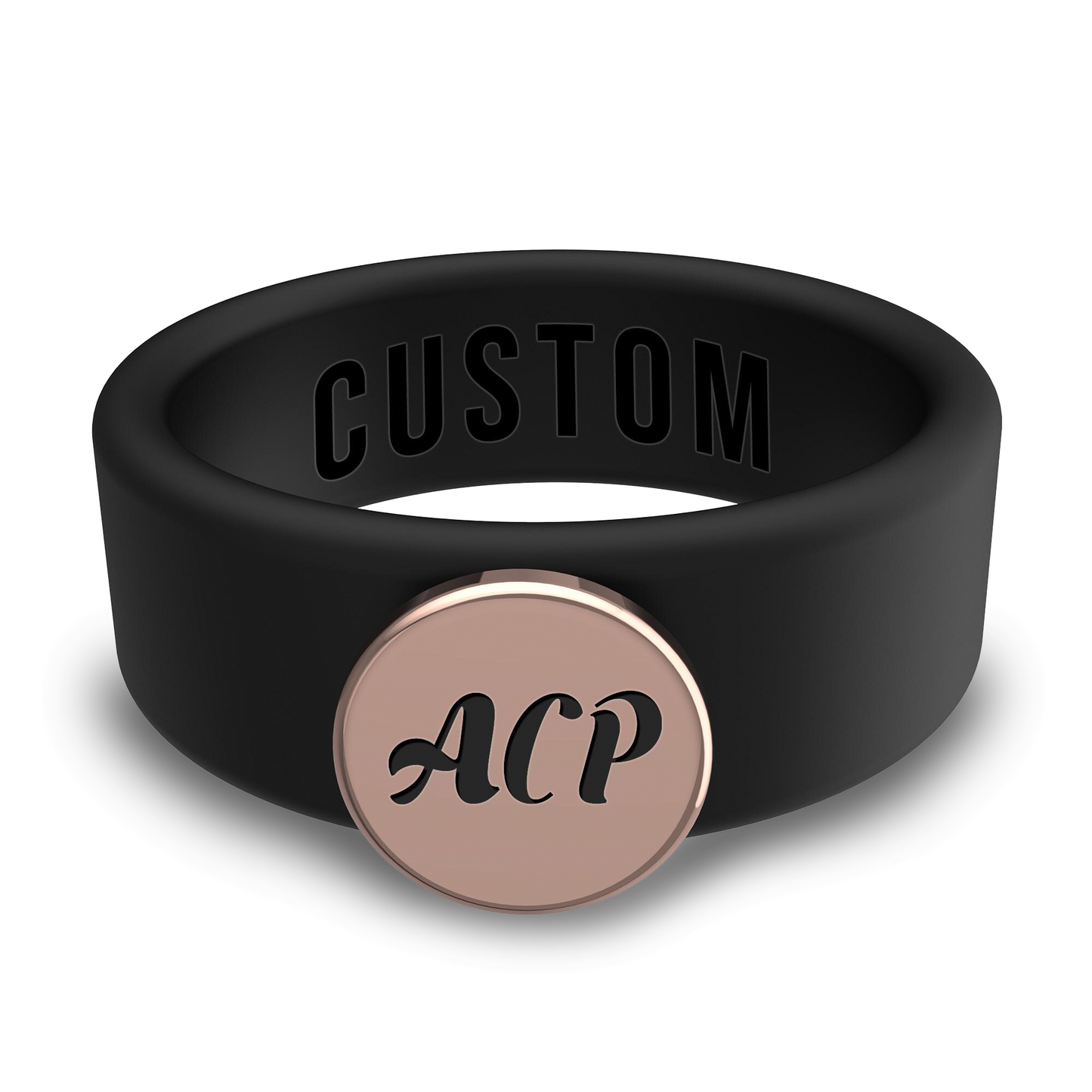 Personalized Silicone Beveled Ring w/ Removable Stainless Steel Plate