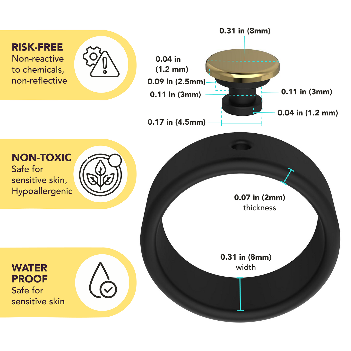 Personalized Silicone Beveled Ring w/ Removable Stainless Steel Plate