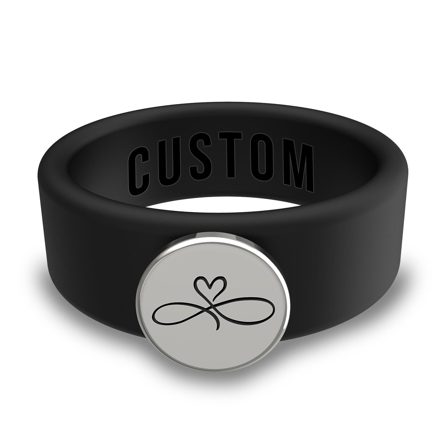 Personalized Silicone Beveled Ring w/ Removable Stainless Steel Plate
