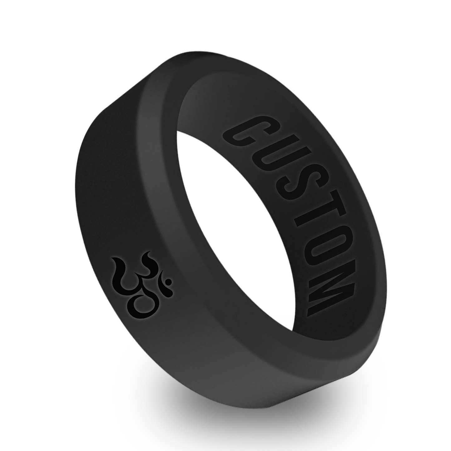 OM Symbol Personalized Silicone Beveled Ring