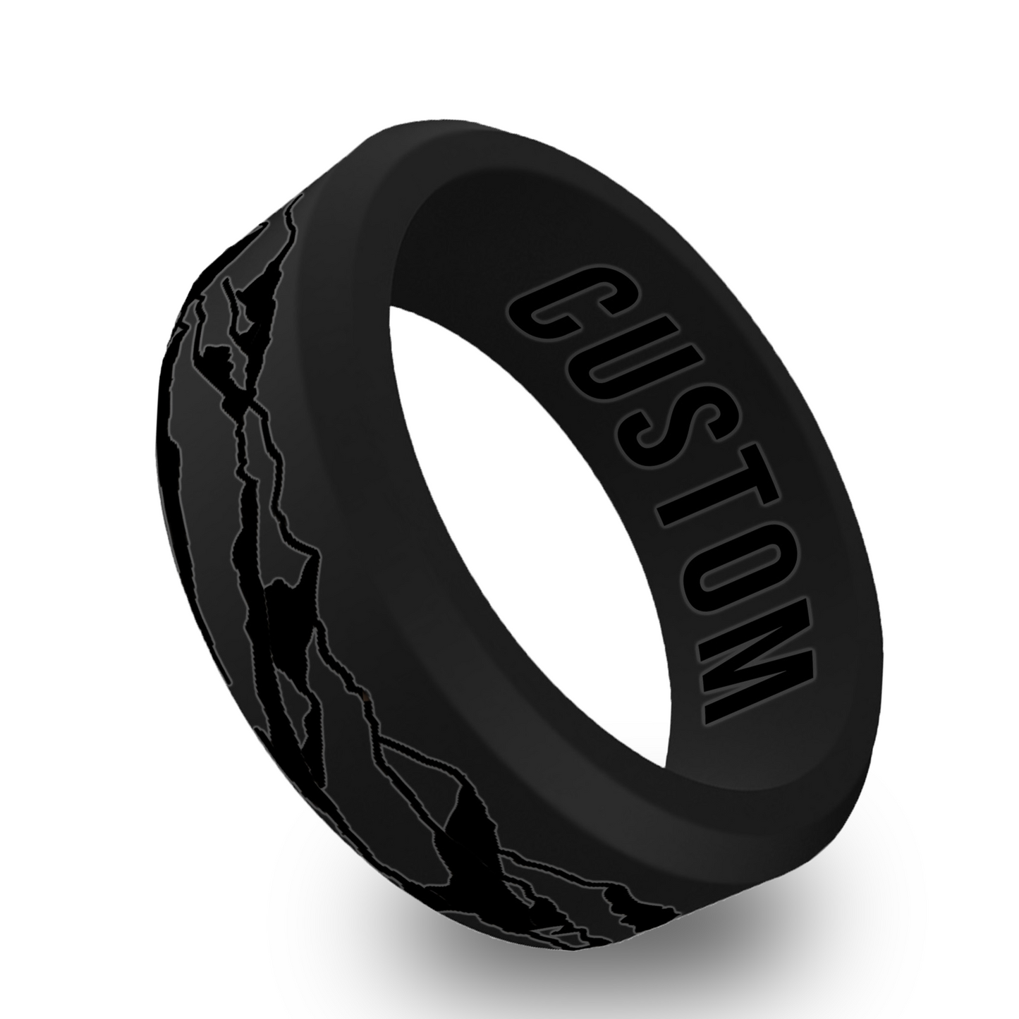 Mountain Personalized Silicone Beveled Ring