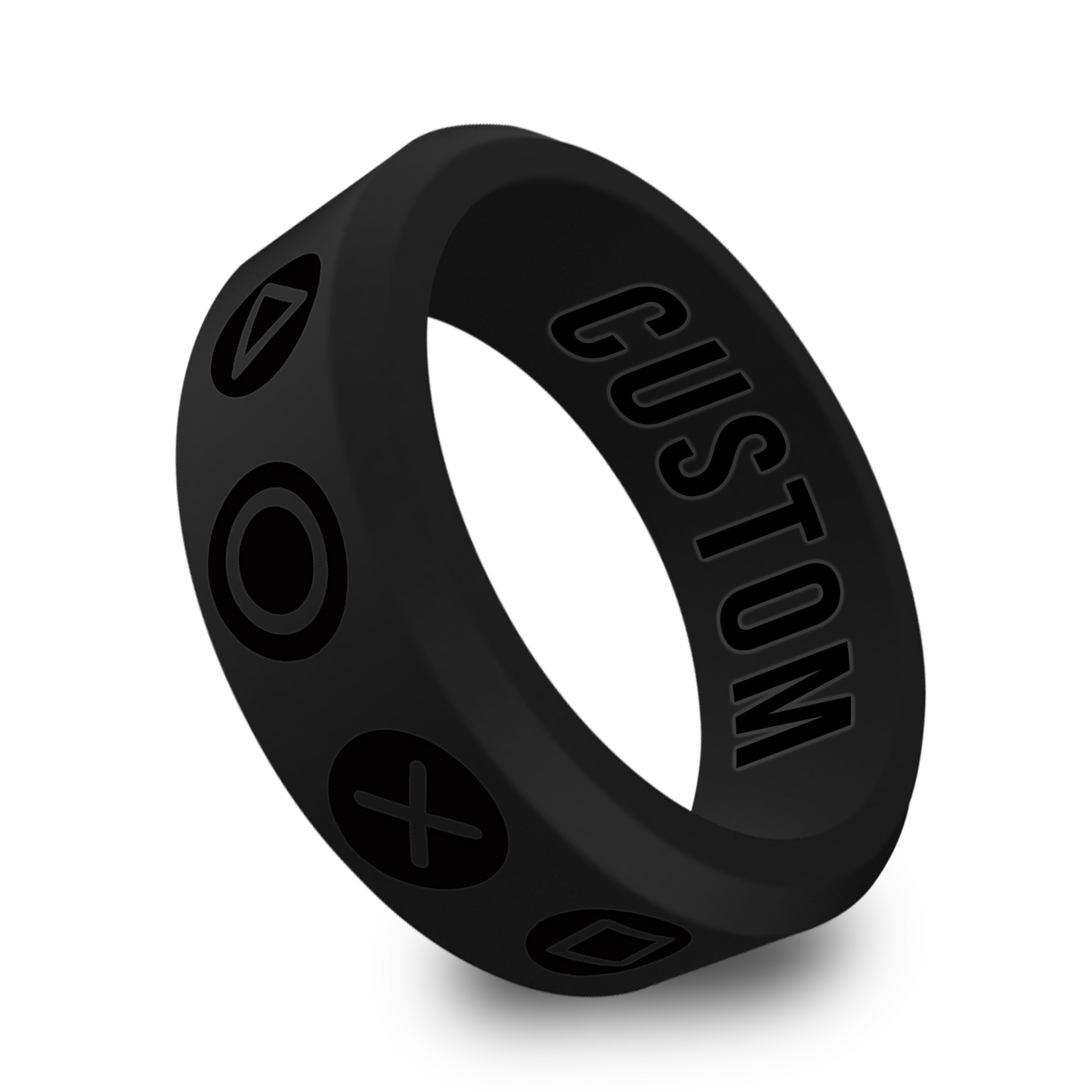 Video Gamer Controller Personalized Silicone Beveled Ring