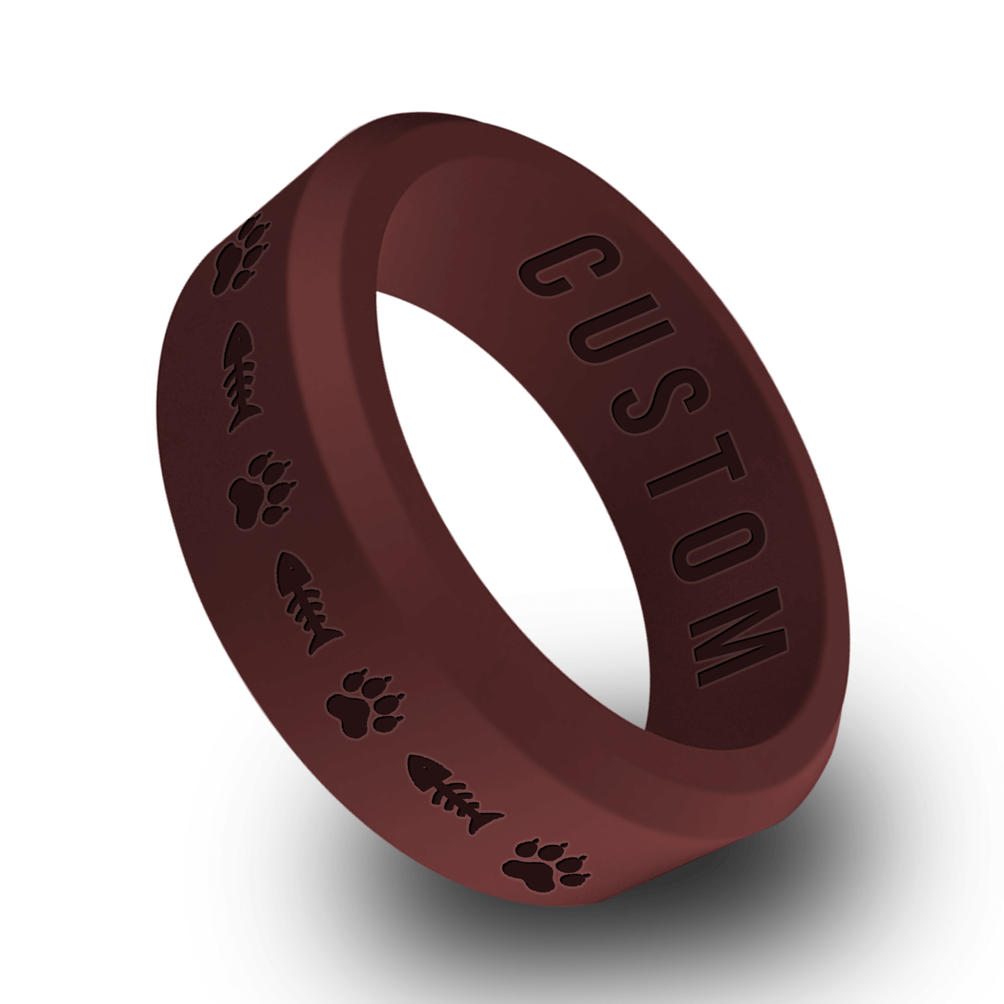 Cat Paw and Fish Bone Personalized Silicone Beveled Ring