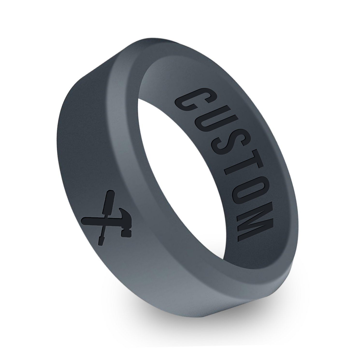 Screwdriver & Hammer Ring Personalized Silicone Beveled Ring