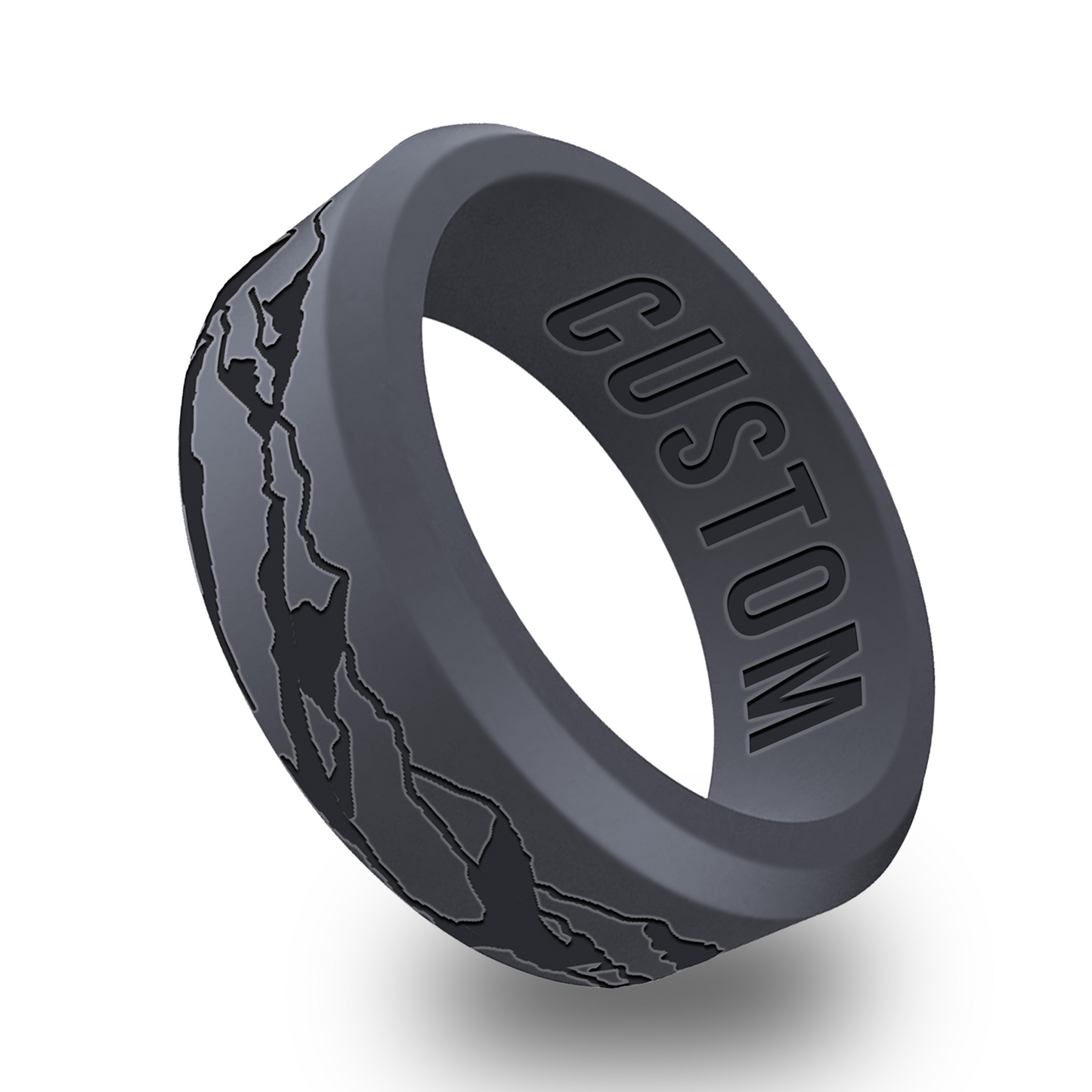 Mountain Personalized Silicone Beveled Ring