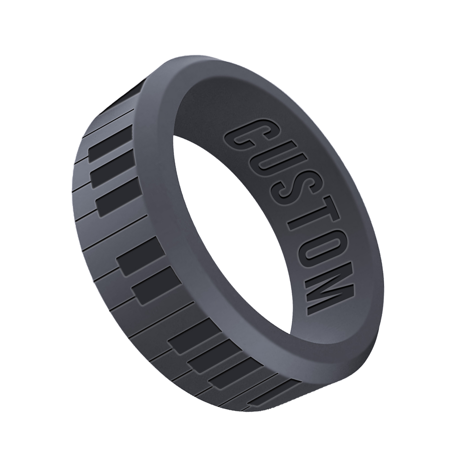Personalized Piano Keys Beveled Silicone Ring