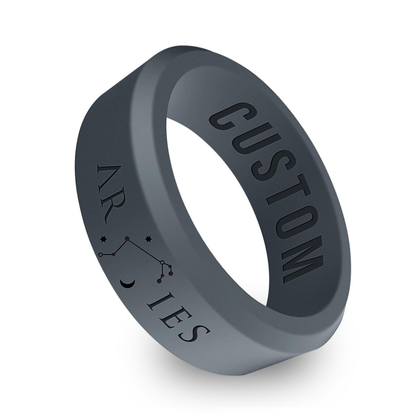 Zodiac Constellation Personalized Silicone Beveled Ring