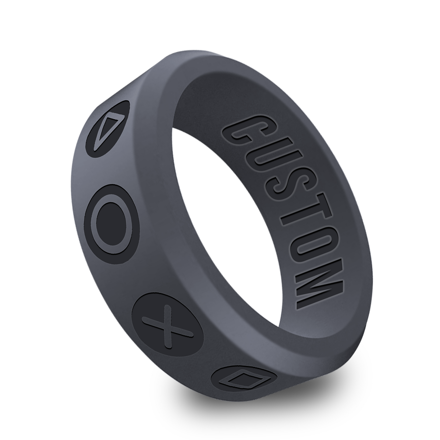 Video Gamer Controller Personalized Silicone Beveled Ring