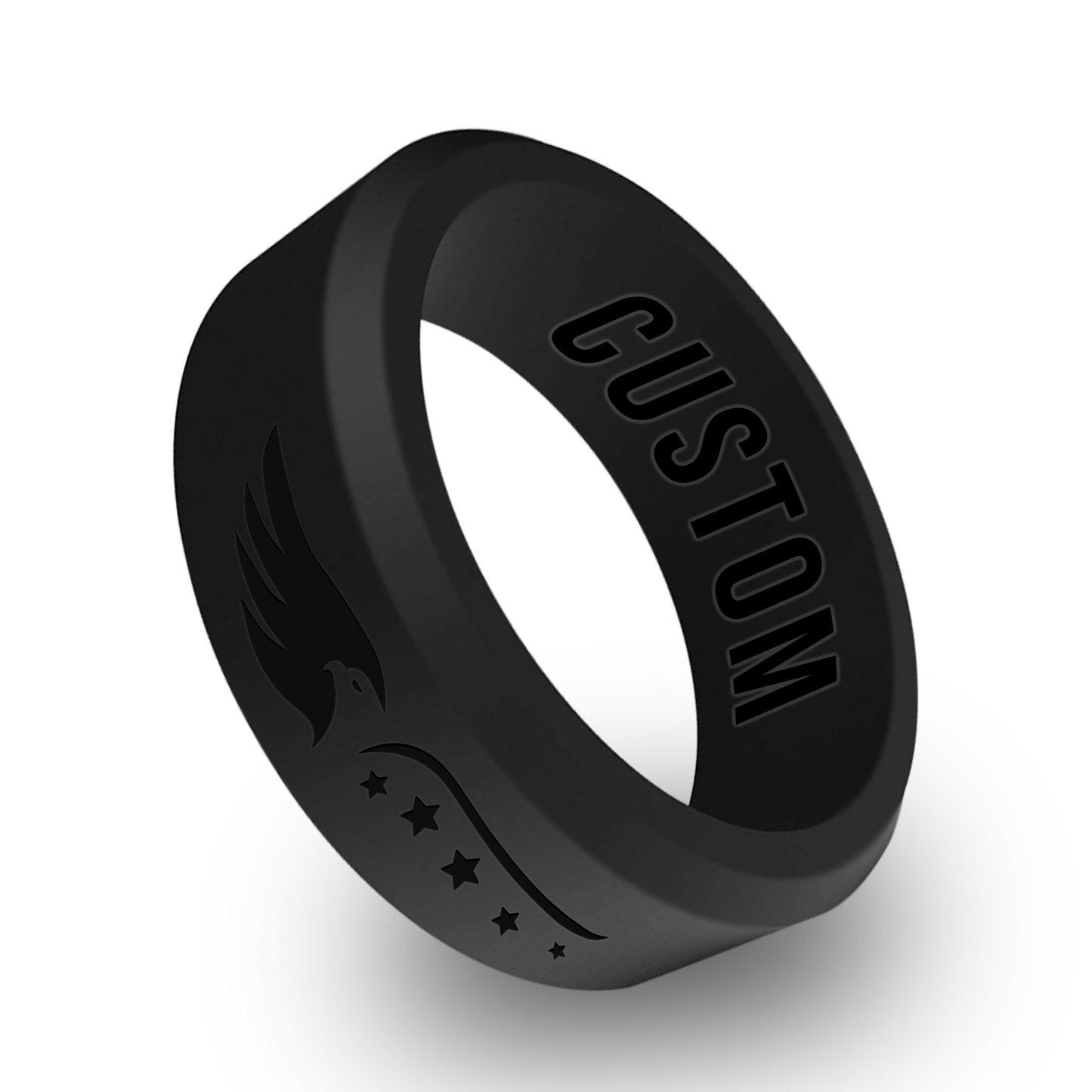 American Flag 1 Personalized Silicone Beveled Ring