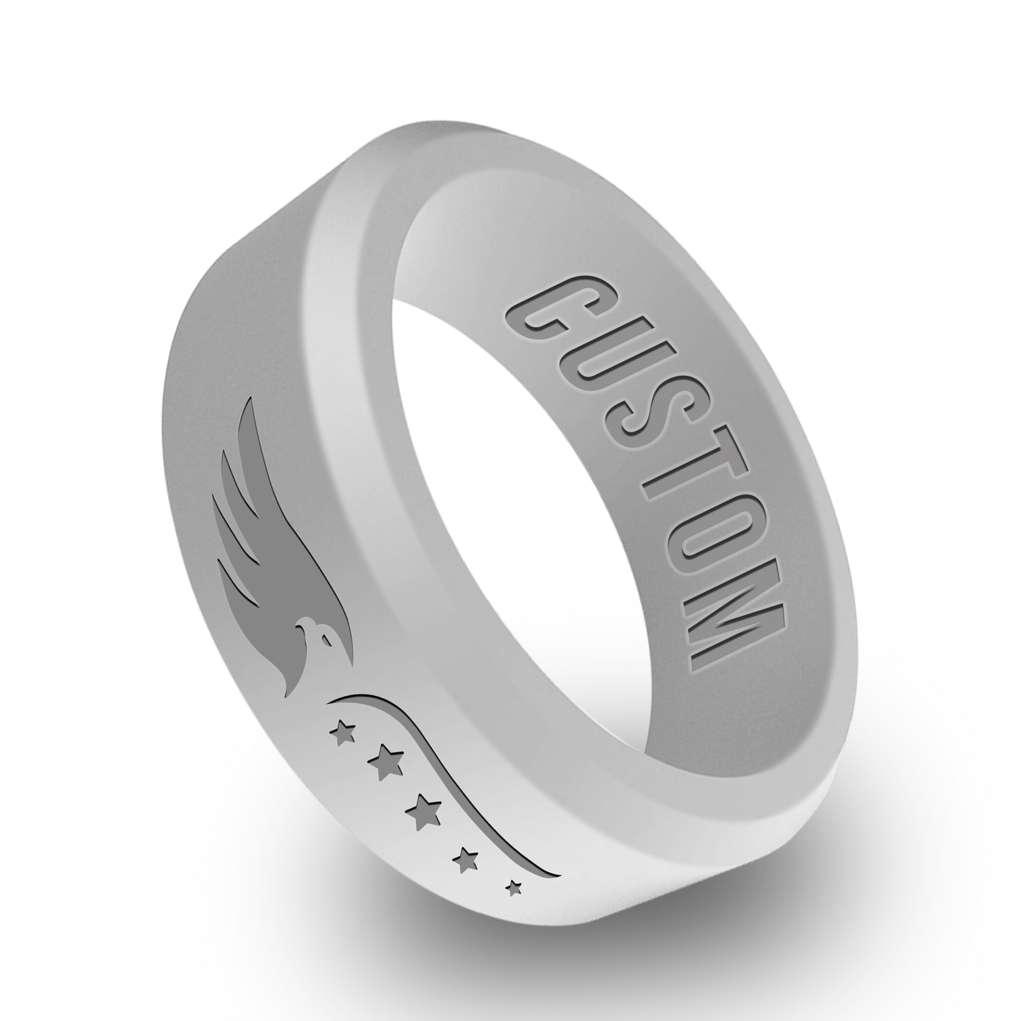 American Flag 1 Personalized Silicone Beveled Ring