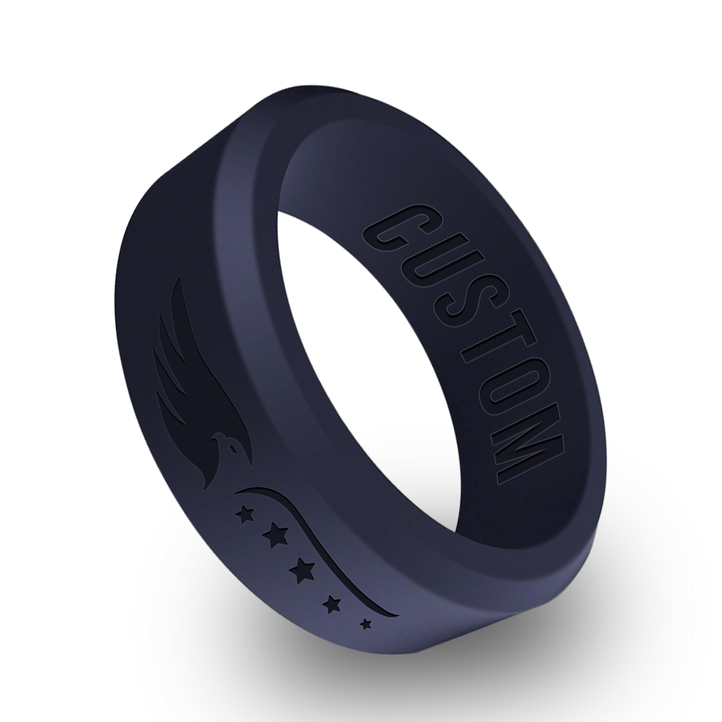 American Flag 1 Personalized Silicone Beveled Ring