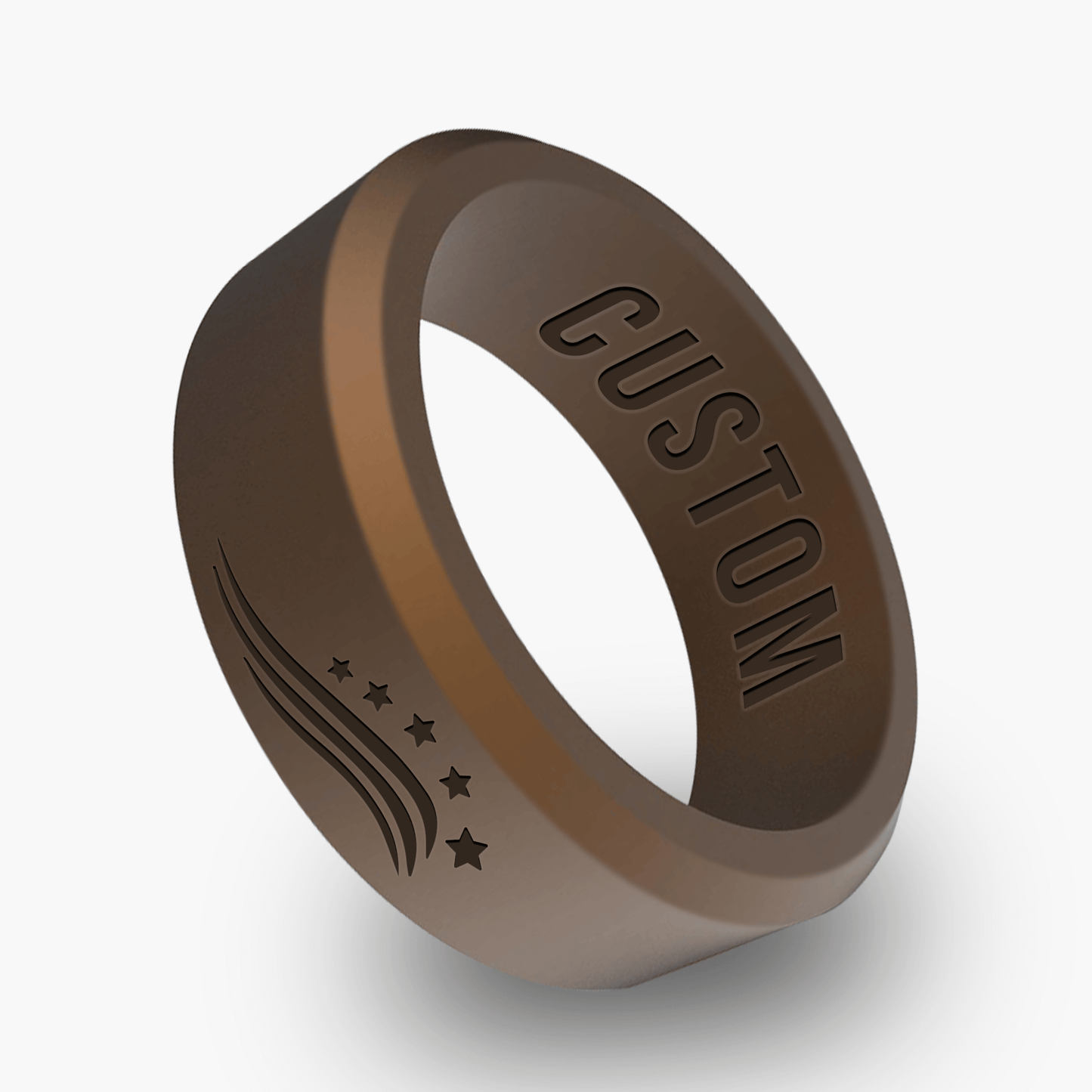 American Flag 2 Personalized Silicone Beveled Ring