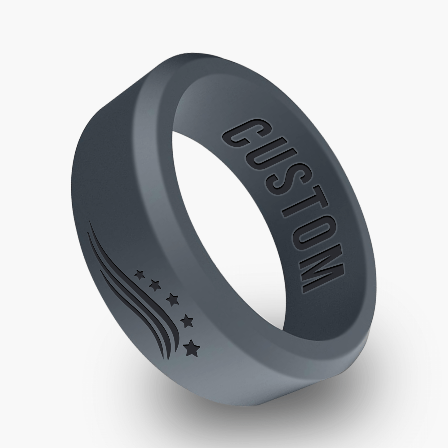 American Flag 2 Personalized Silicone Beveled Ring