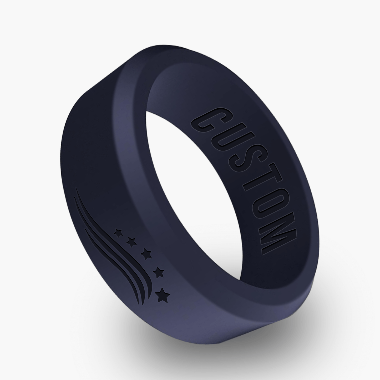 American Flag 2 Personalized Silicone Beveled Ring