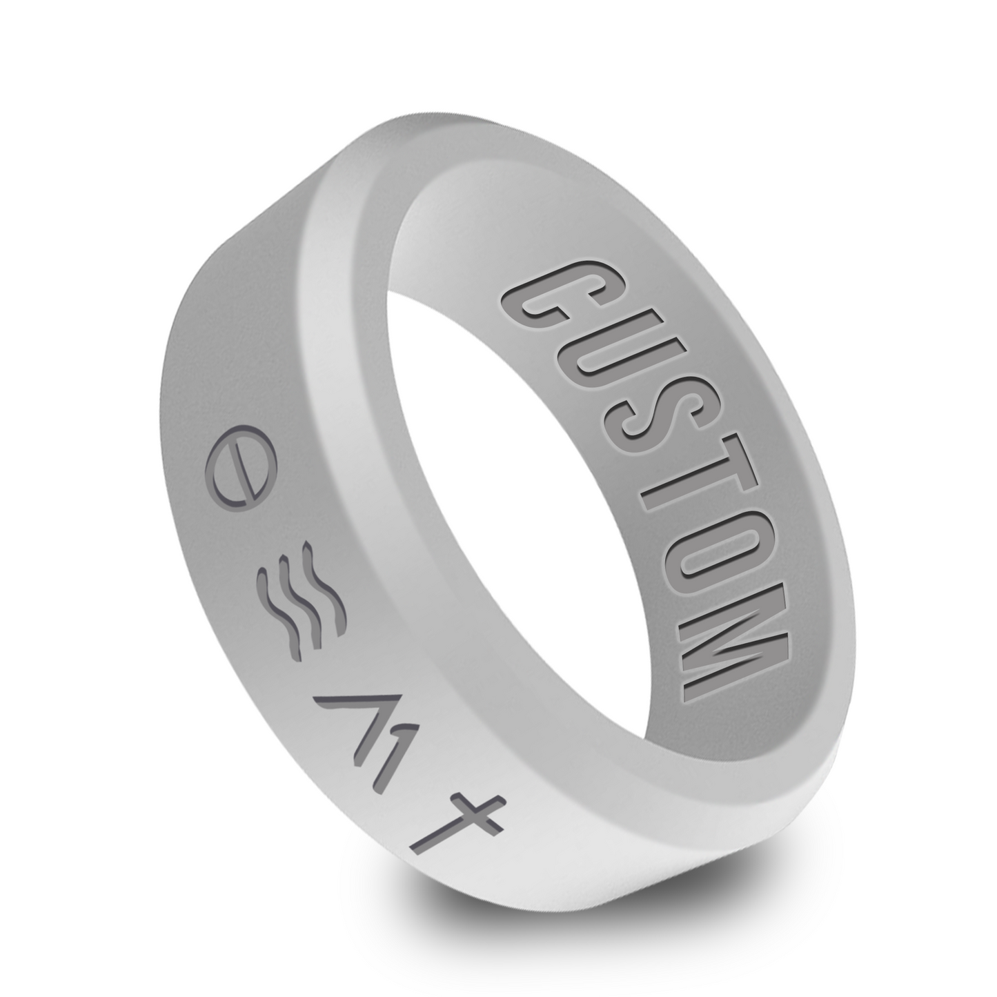 Religious Christian Symbols Personalized Silicone Beveled Ring