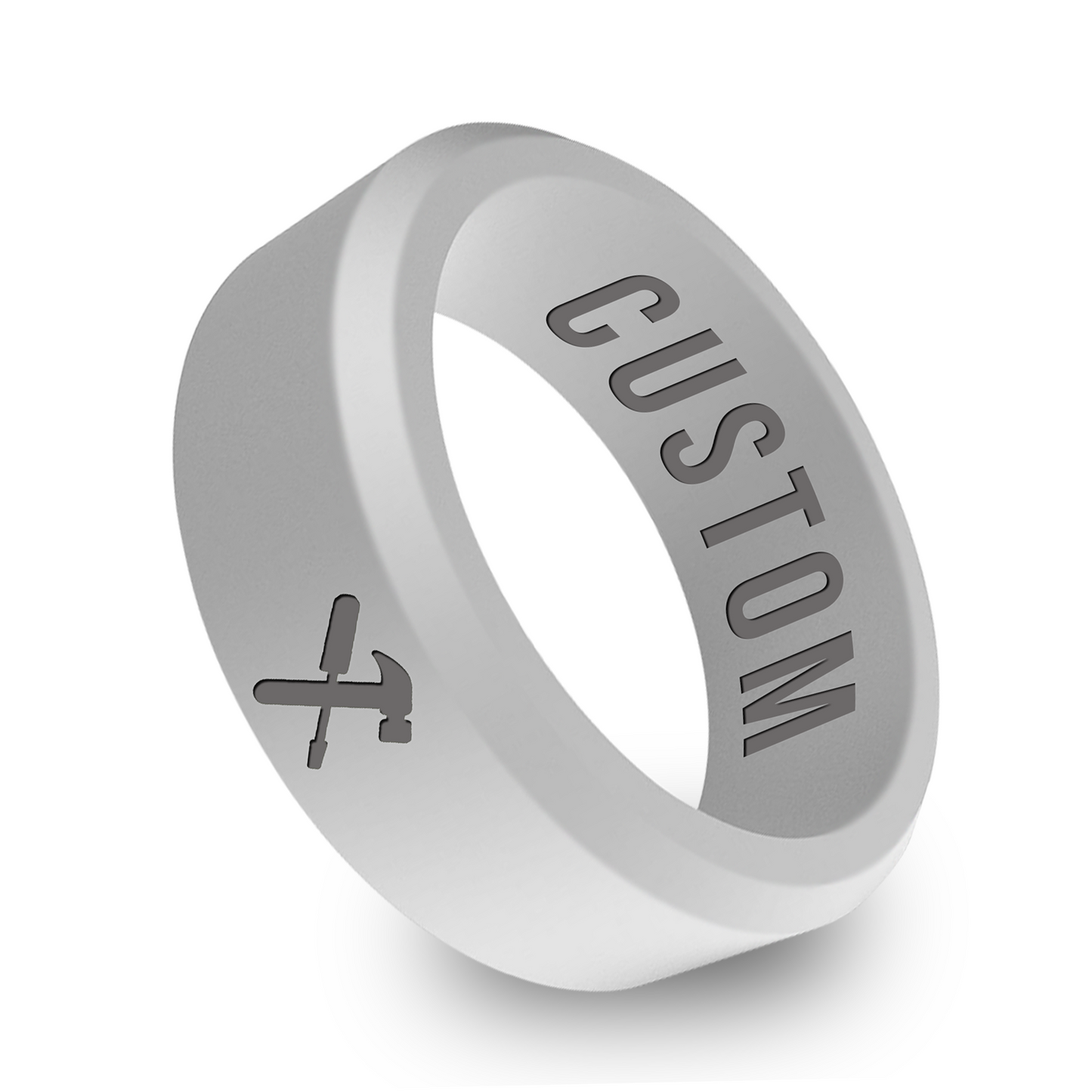 Screwdriver & Hammer Ring Personalized Silicone Beveled Ring