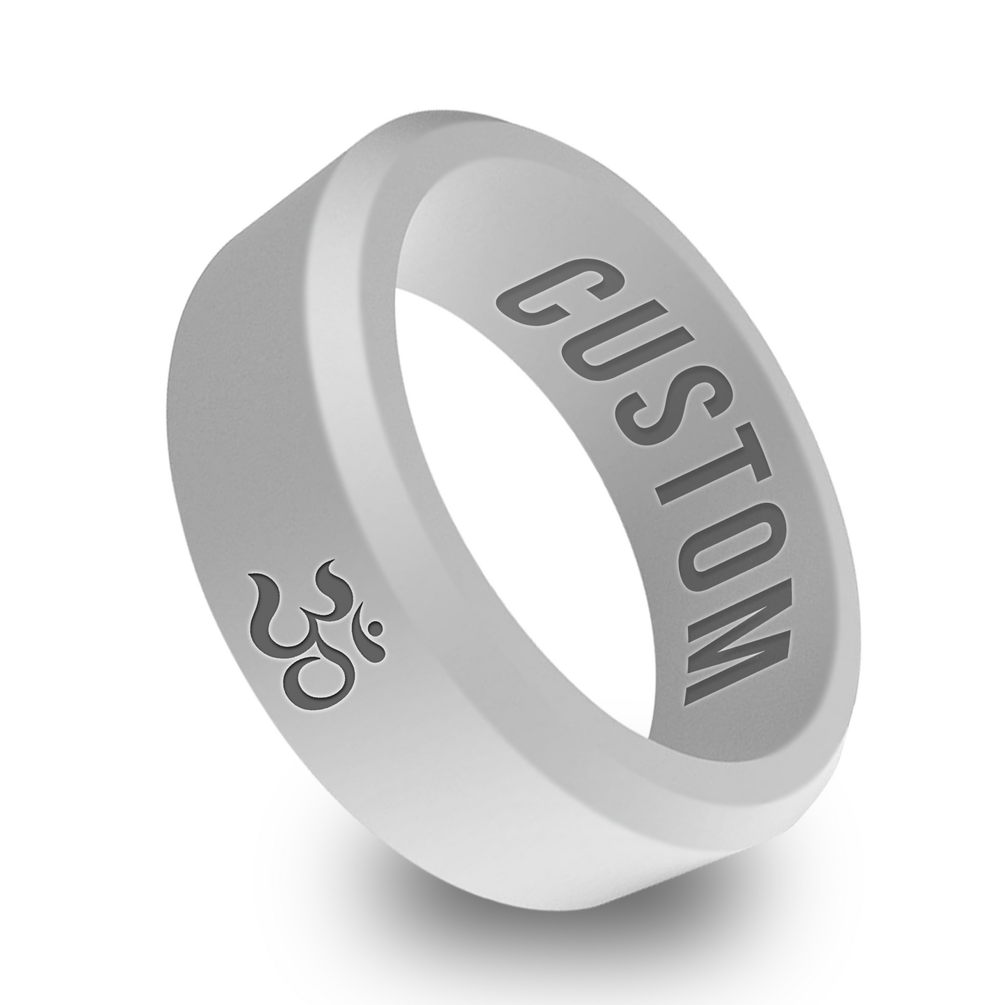 OM Symbol Personalized Silicone Beveled Ring
