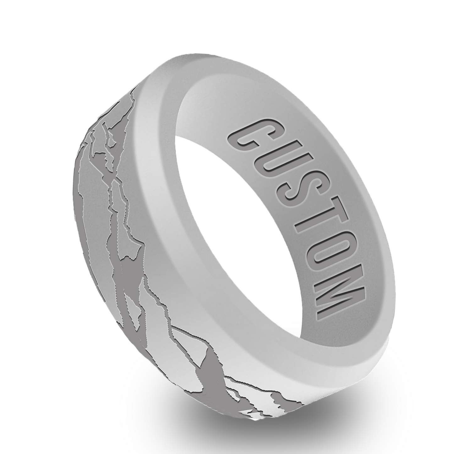 Mountain Personalized Silicone Beveled Ring