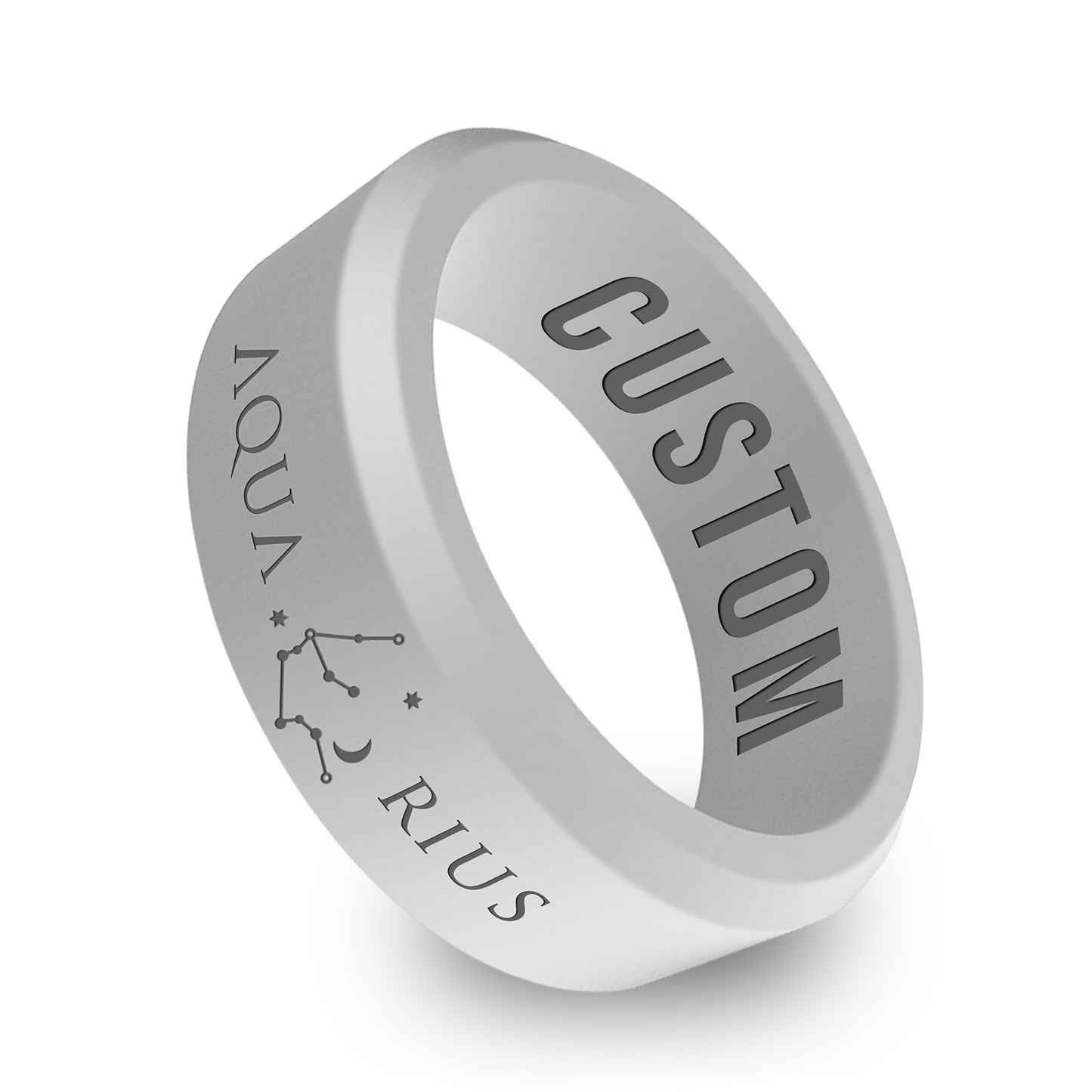 Zodiac Constellation Personalized Silicone Beveled Ring