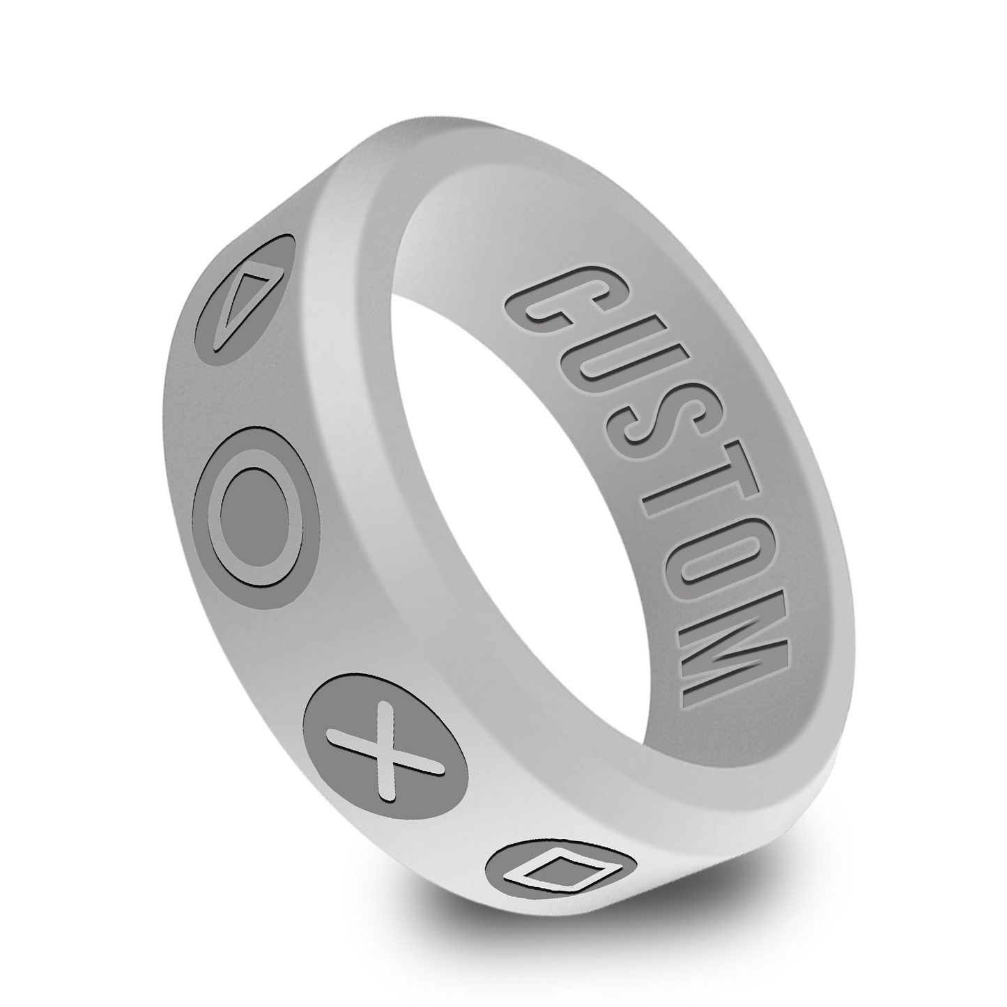 Video Gamer Controller Personalized Silicone Beveled Ring