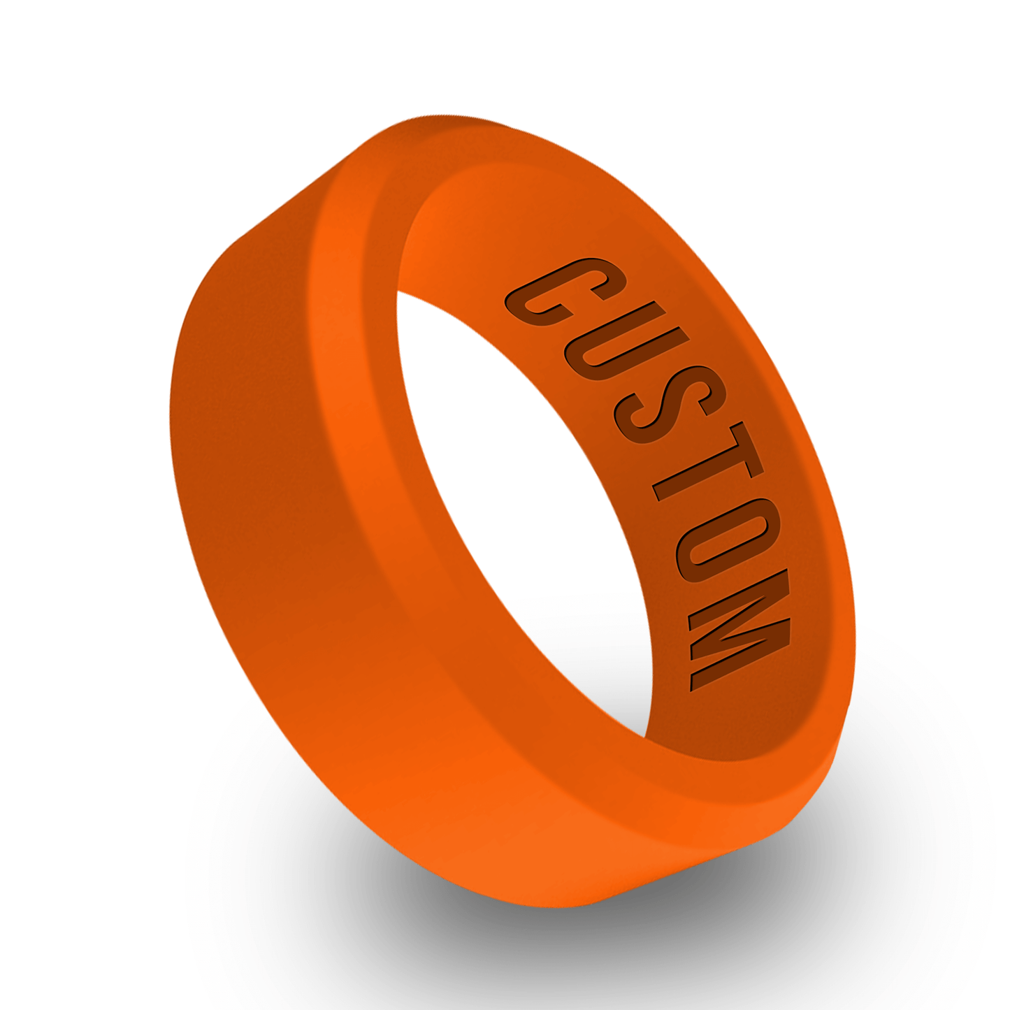 Orange Personalized Silicone Beveled Ring