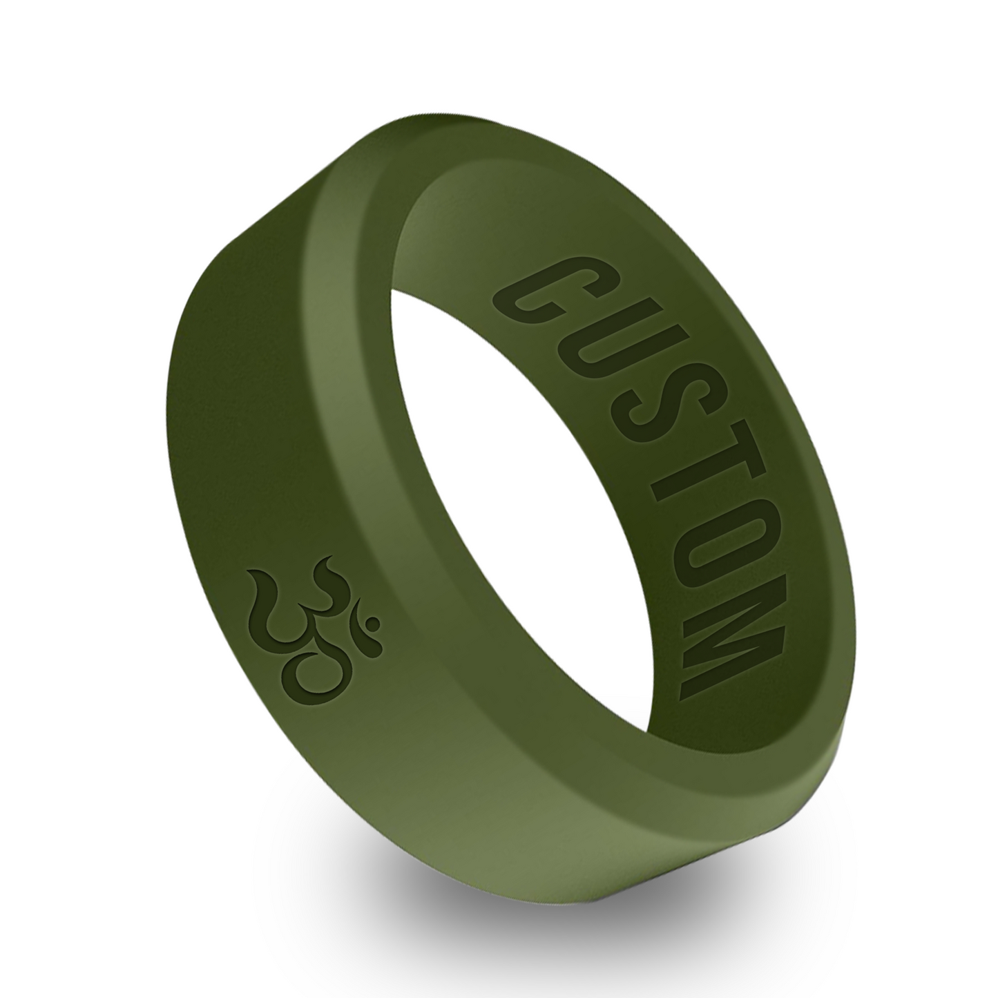 OM Symbol Personalized Silicone Beveled Ring