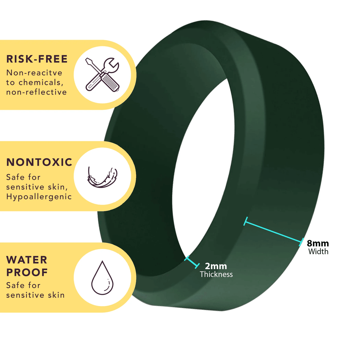 Diamond 2 Personalized Silicone Beveled Ring