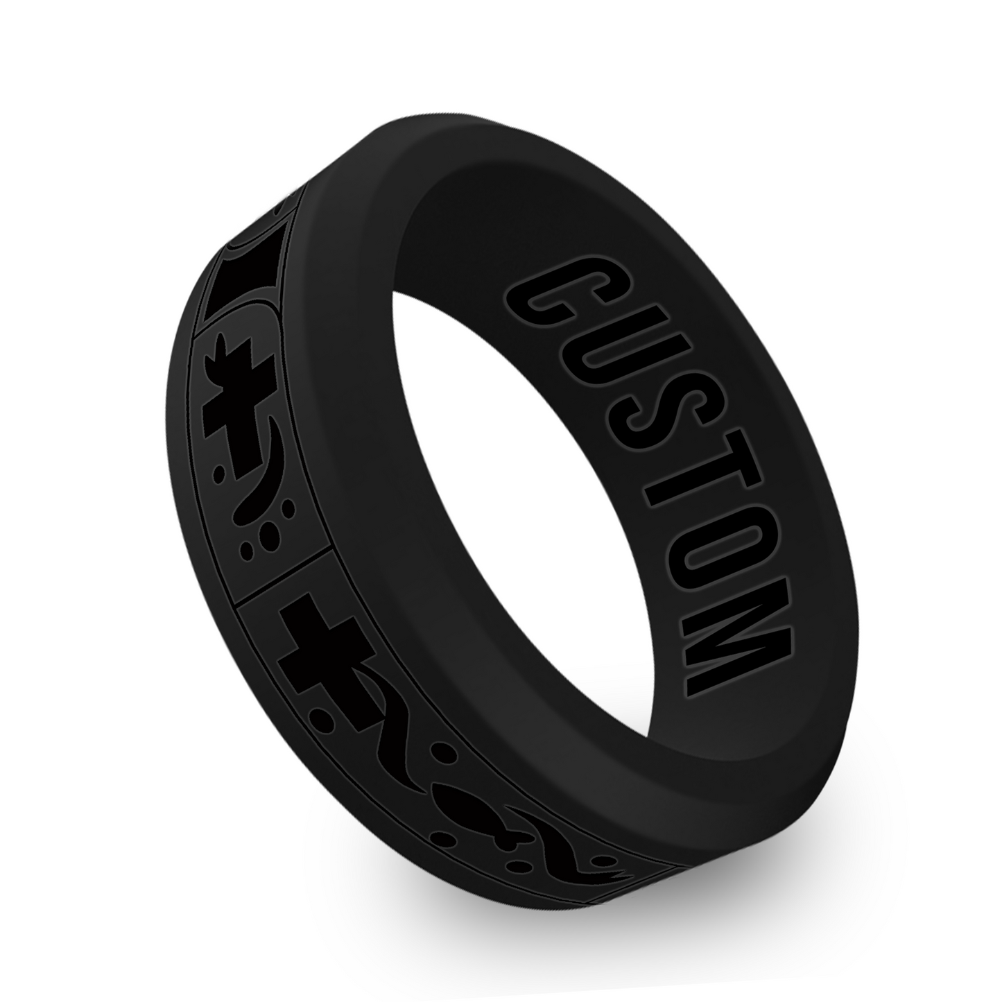Cross Ichthus Personalized Silicone Beveled Ring