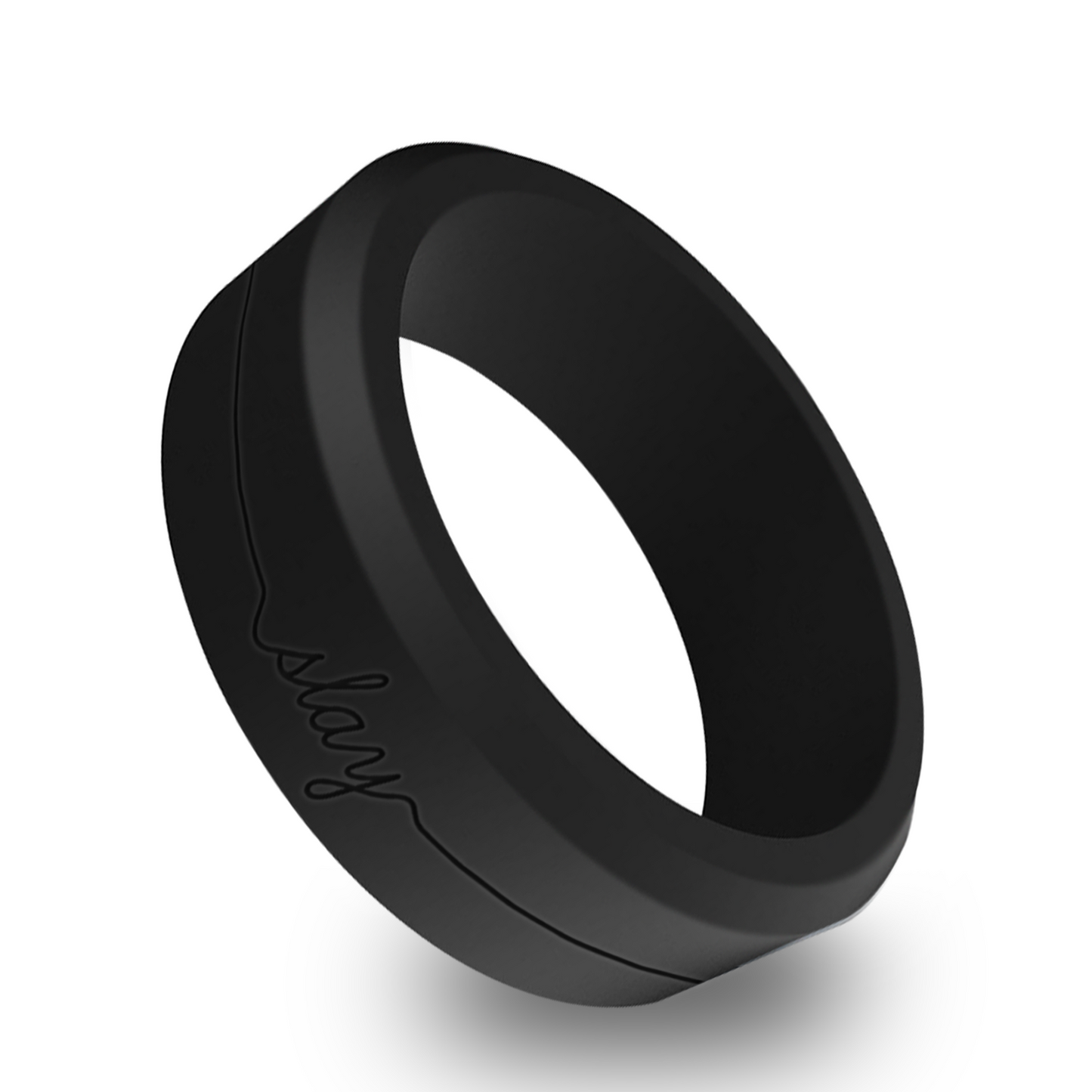 Affirmation Mantra Personalized Silicone Beveled Ring