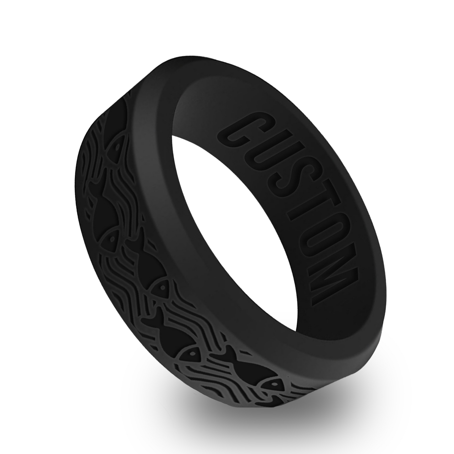 Fish Ocean Personalized Silicone Beveled Ring