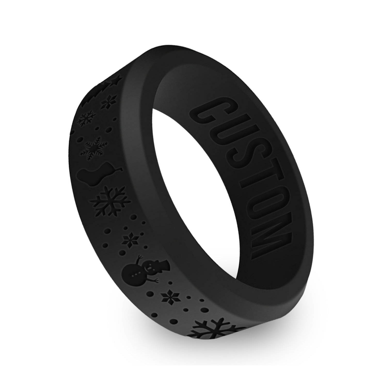 Christmas Personalized Silicone Beveled Ring