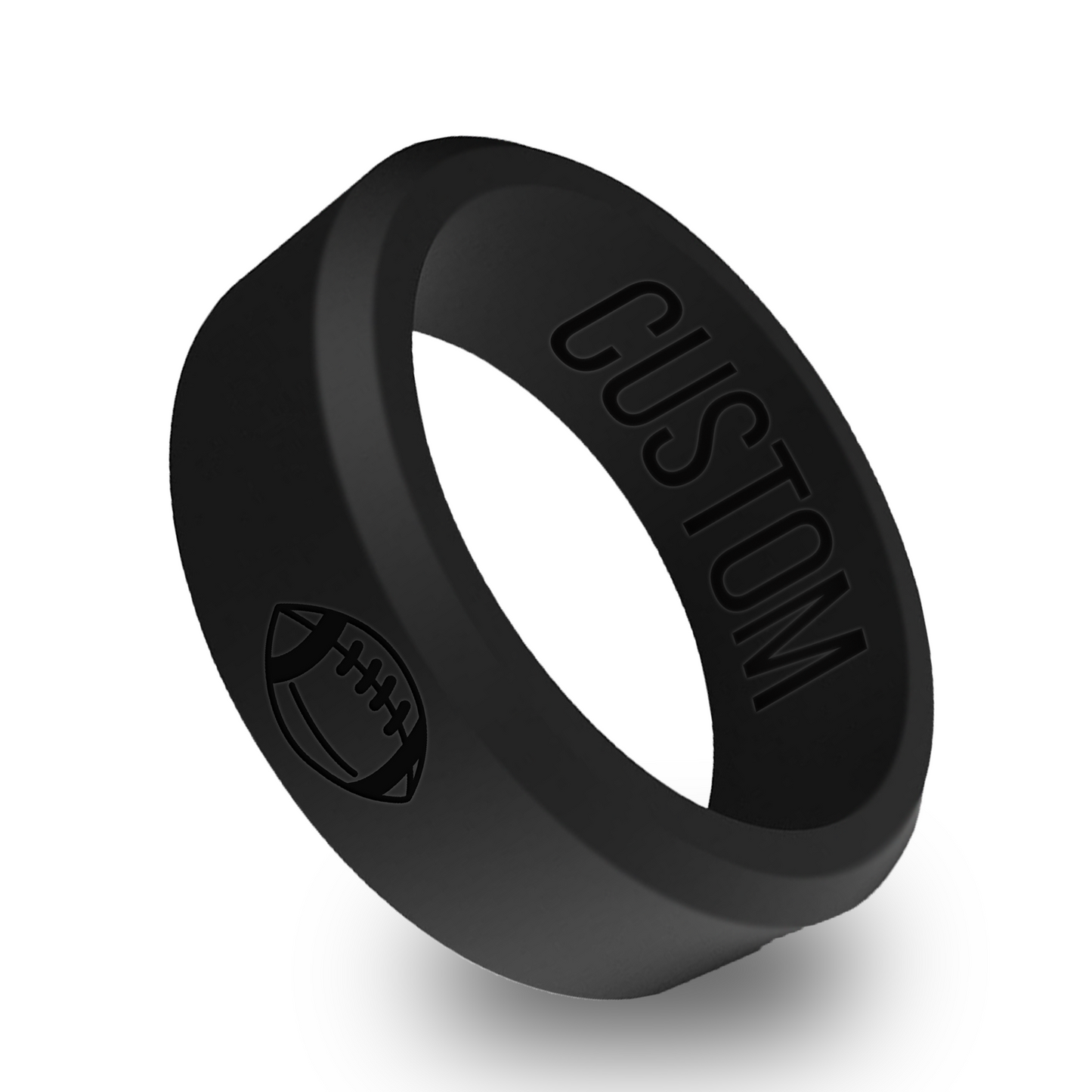 Football Ring Personalized Silicone Beveled Ring