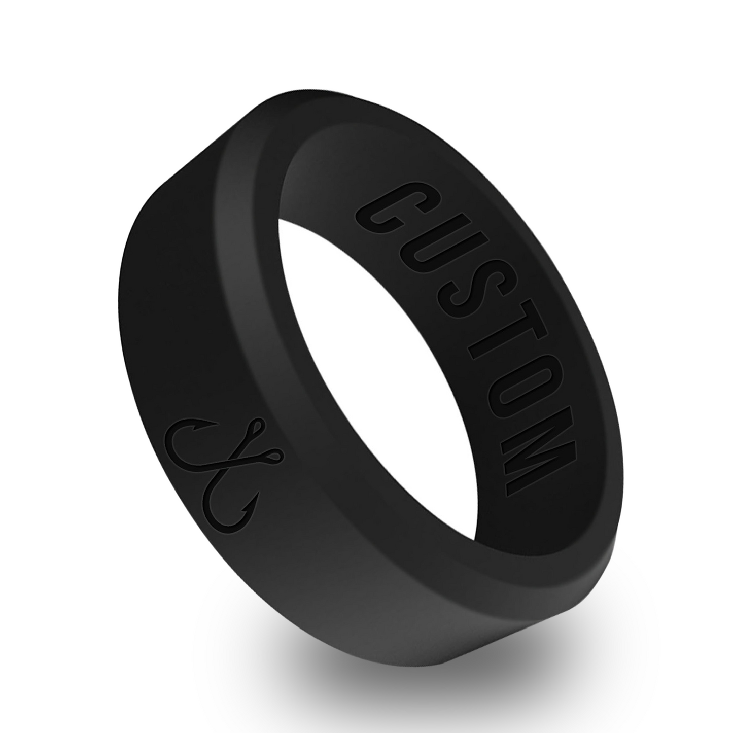 Fish Hook Personalized Silicone Beveled Ring