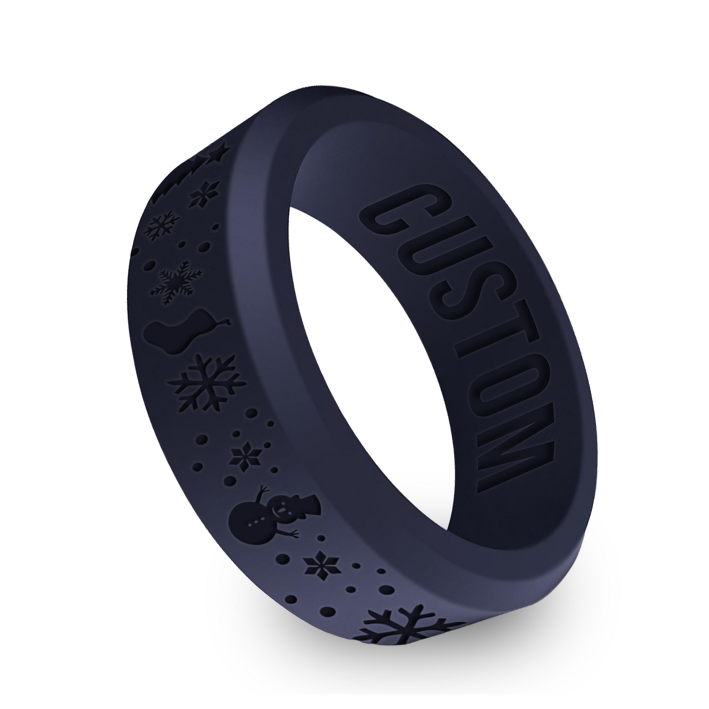 Christmas Personalized Silicone Beveled Ring