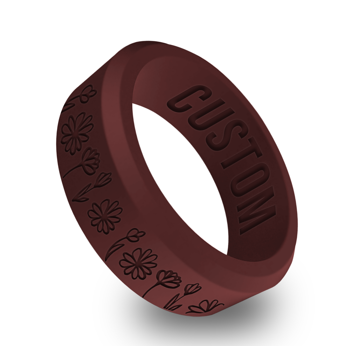 Flower Nature Personalized Silicone Beveled Ring