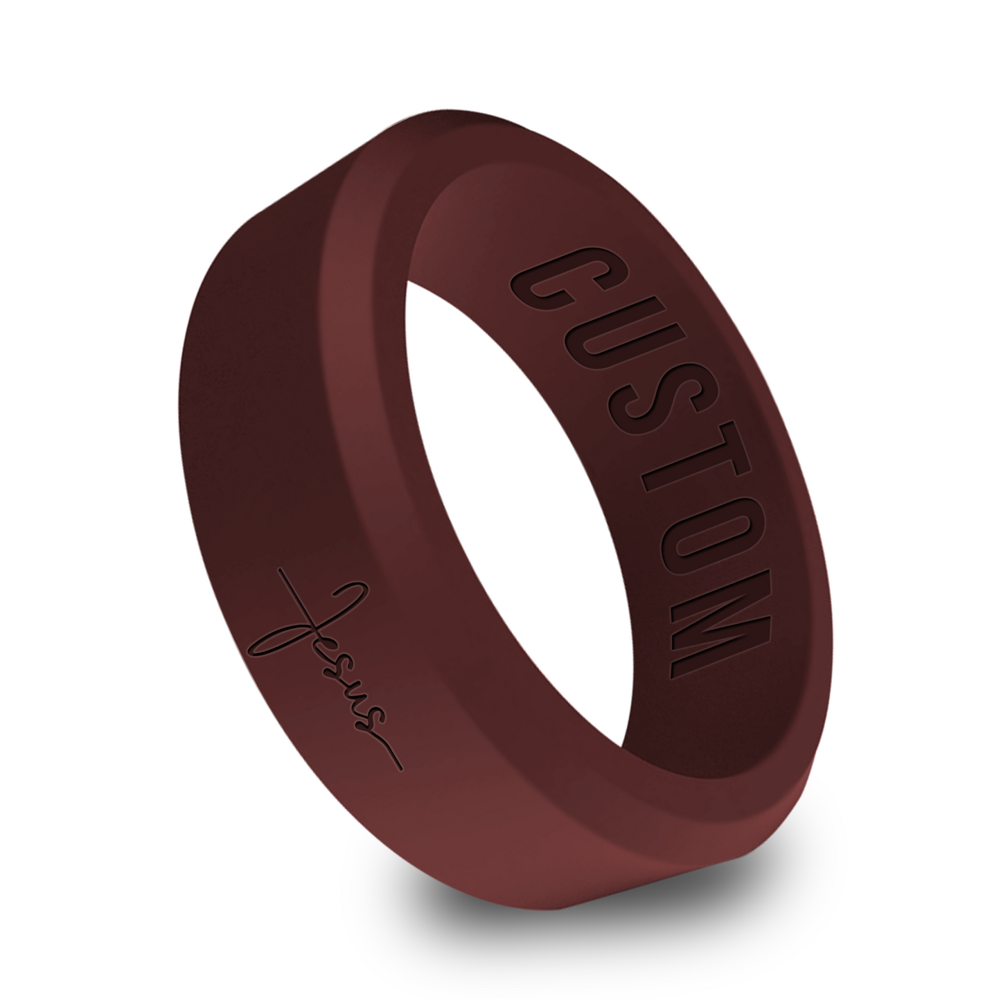 Jesus Christian Catholic Personalized Silicone Beveled Ring