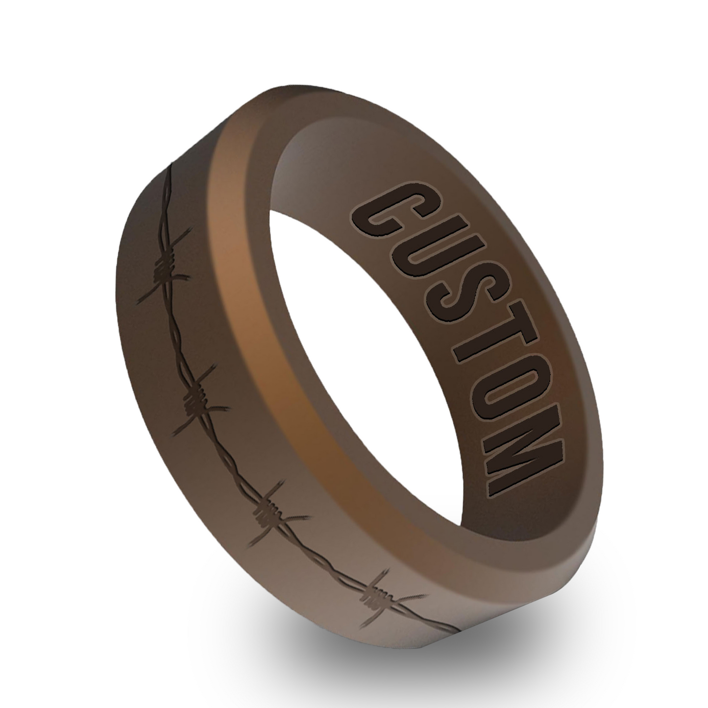 Barbwire Personalized Silicone Beveled Ring