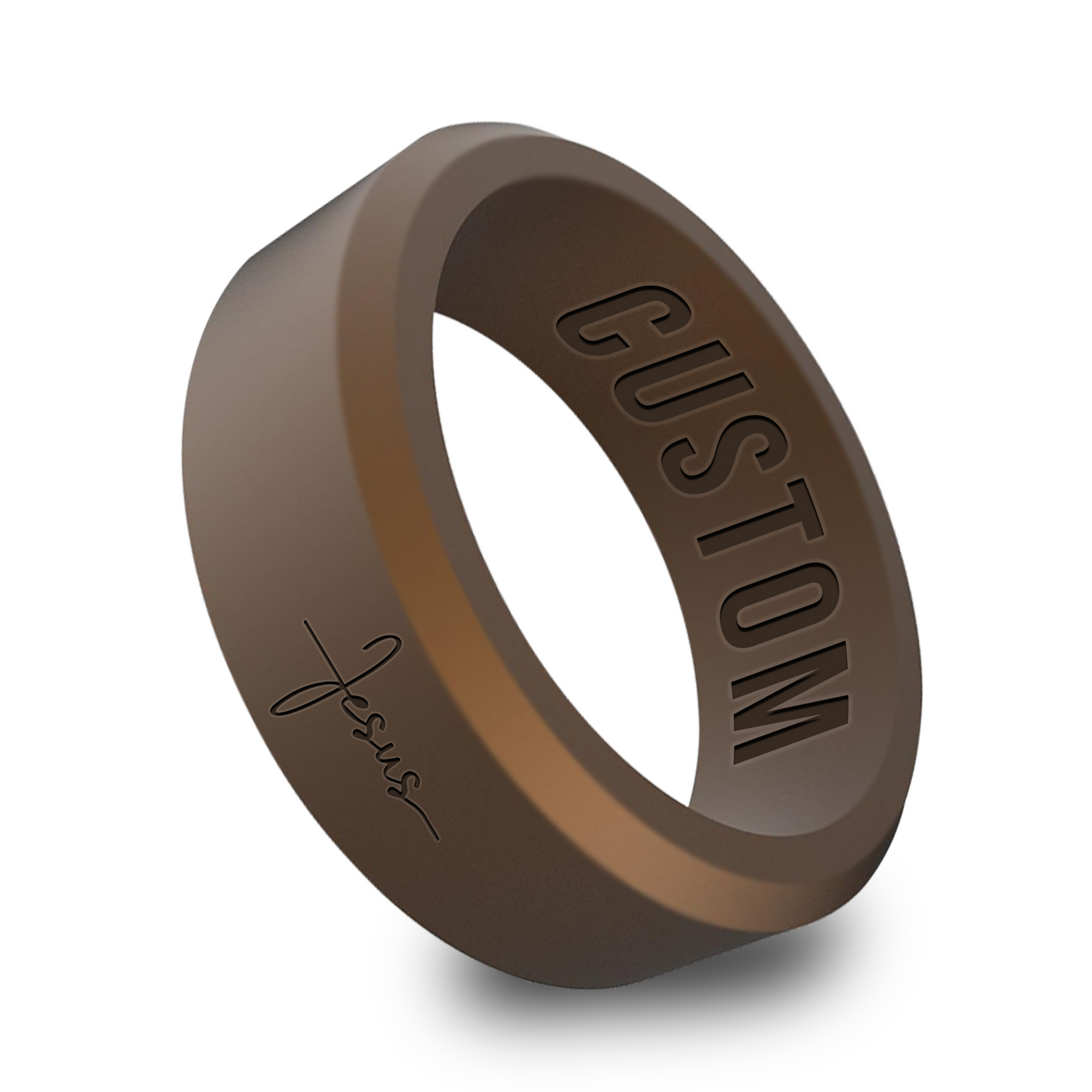 Jesus Christian Catholic Personalized Silicone Beveled Ring
