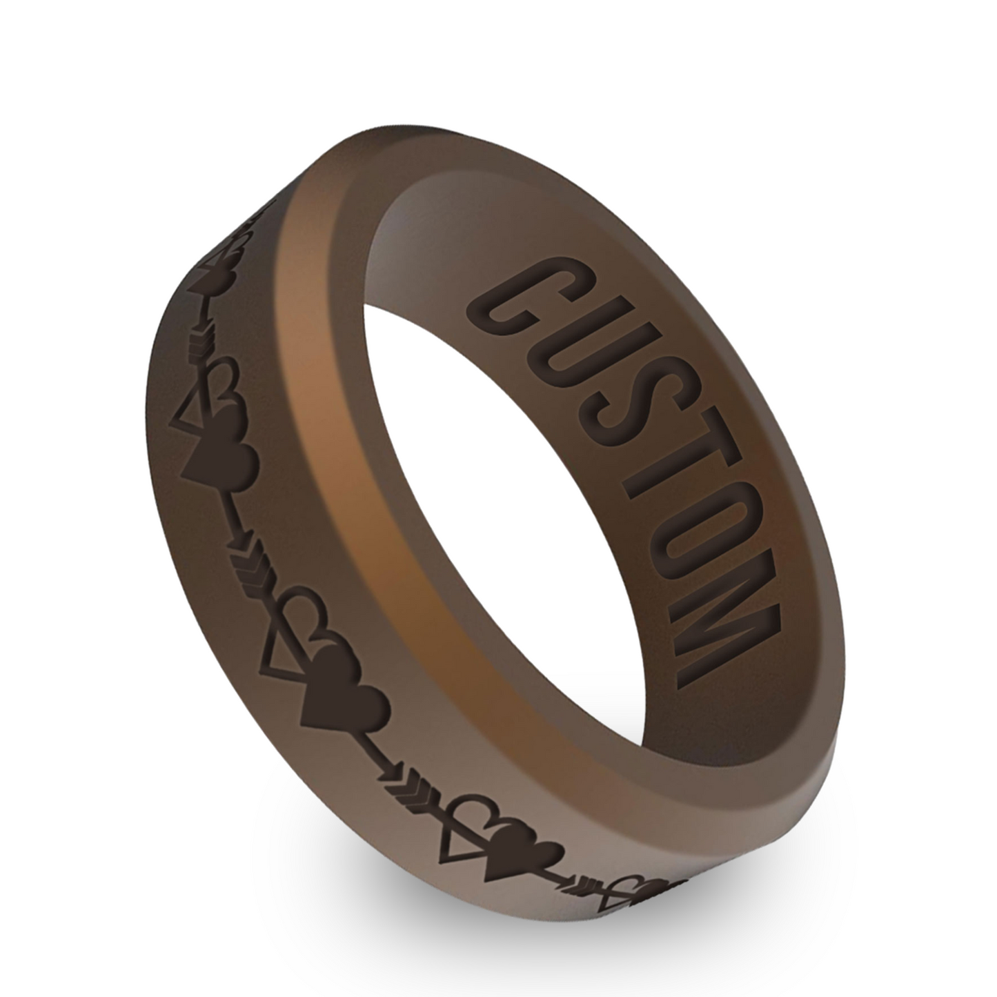 2 Hearts Personalized Silicone Beveled Ring
