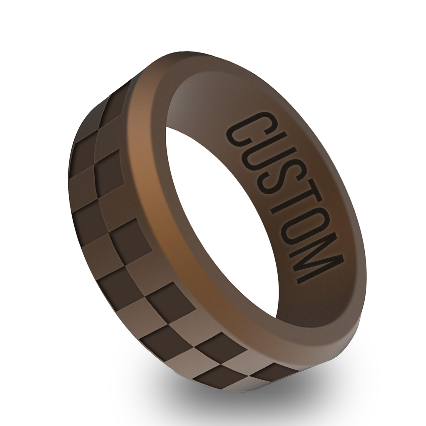 Checkered Personalized Silicone Beveled Ring