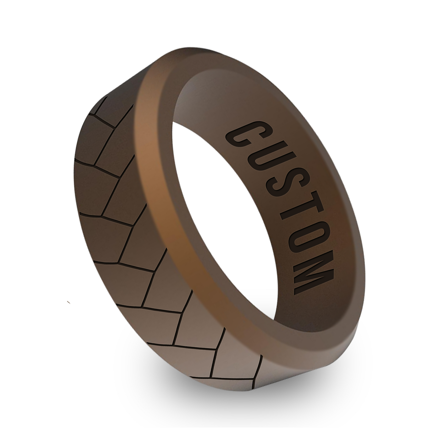 Braided Pattern Personalized Silicone Beveled Ring