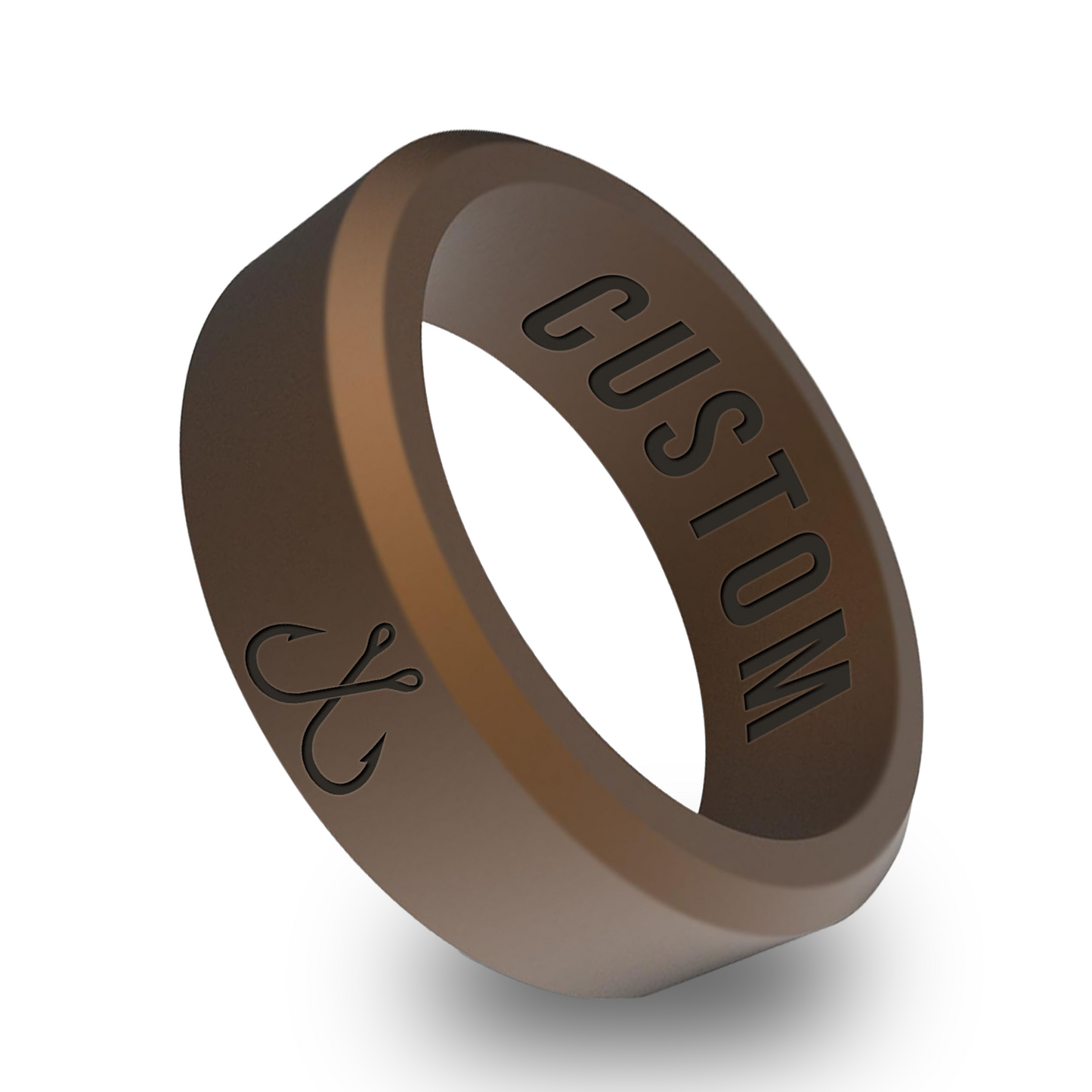 Fish Hook Personalized Silicone Beveled Ring