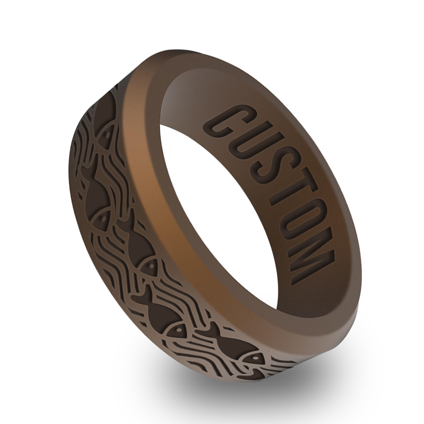 Fish Ocean Personalized Silicone Beveled Ring