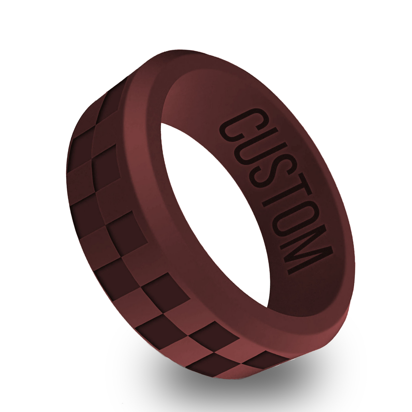 Checkered Personalized Silicone Beveled Ring