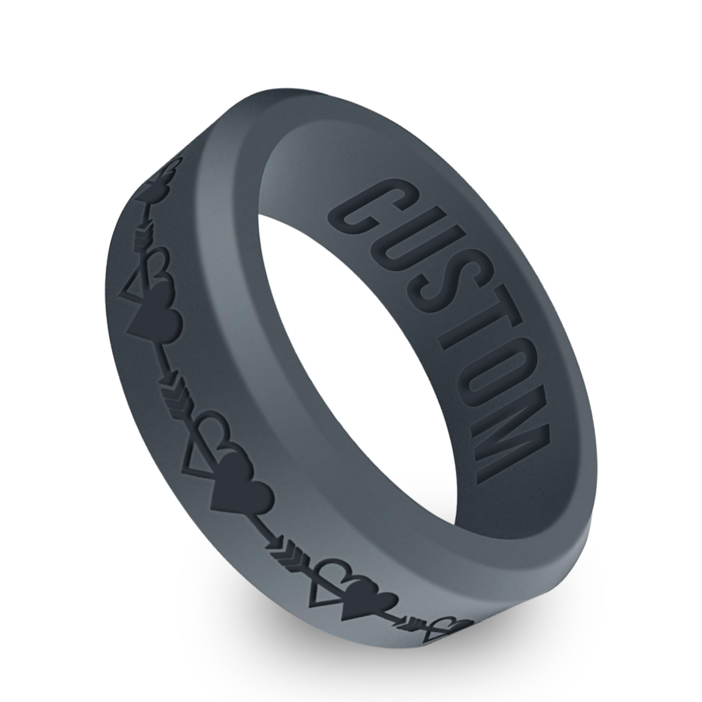 2 Hearts Personalized Silicone Beveled Ring