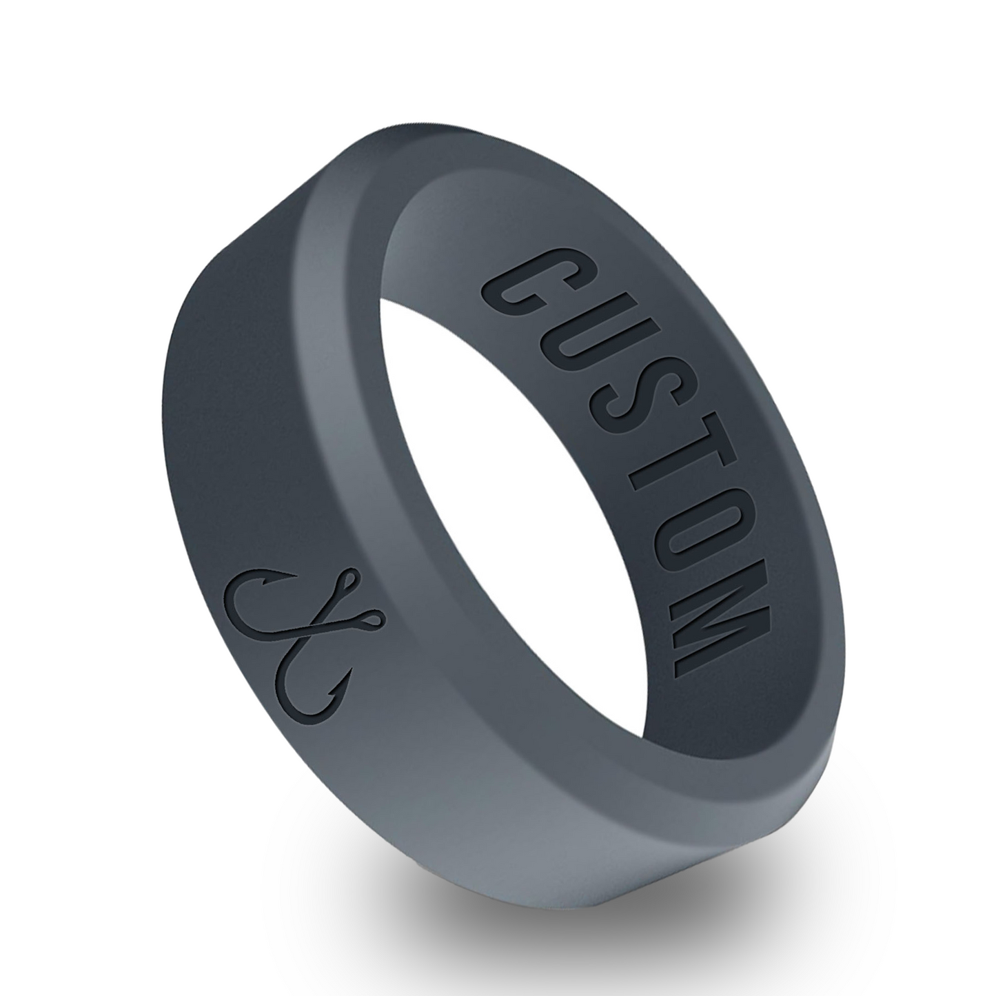 Fish Hook Personalized Silicone Beveled Ring