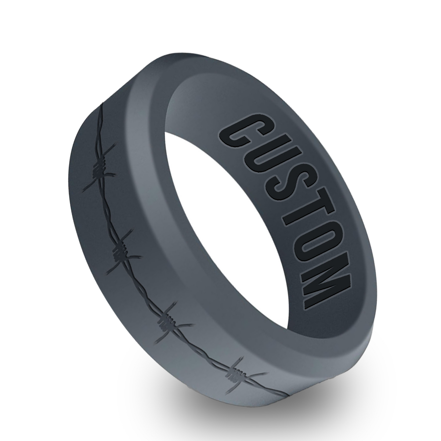 Barbwire Personalized Silicone Beveled Ring