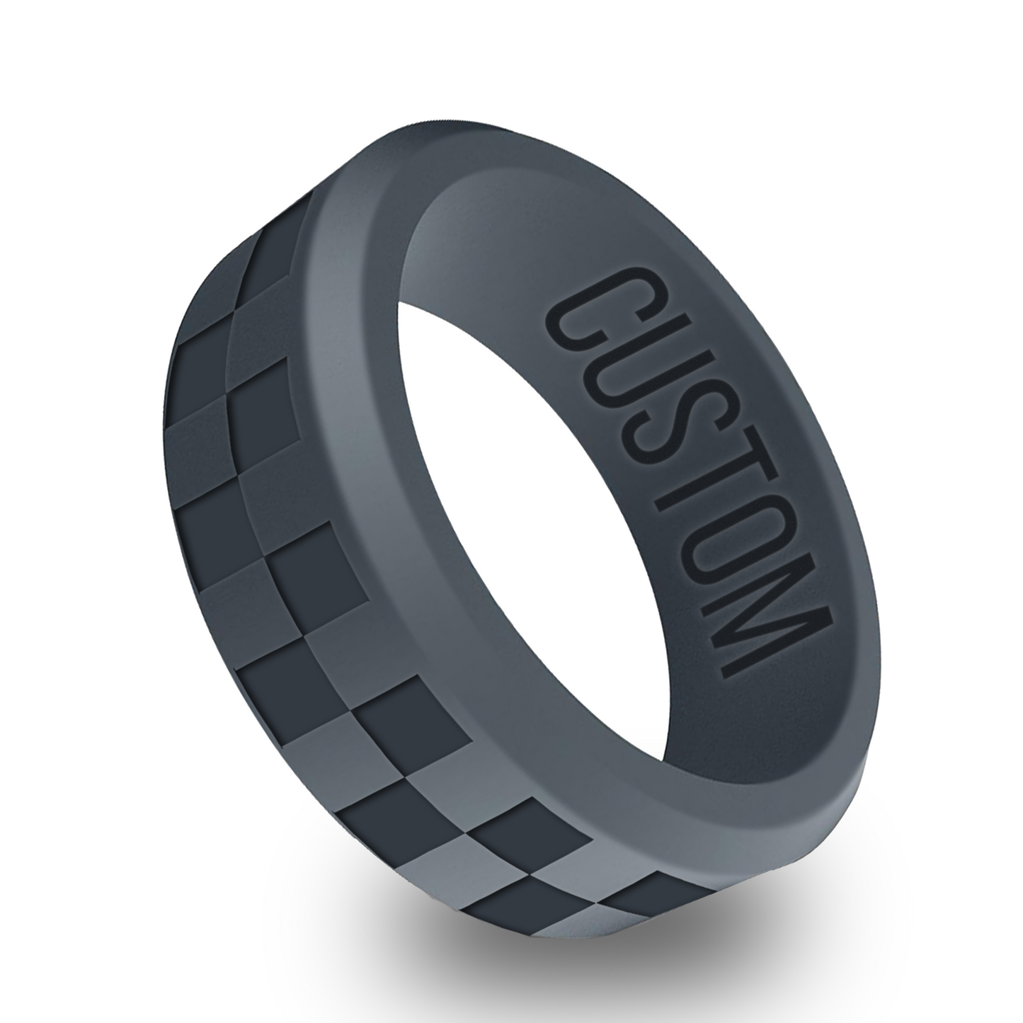 Checkered Personalized Silicone Beveled Ring