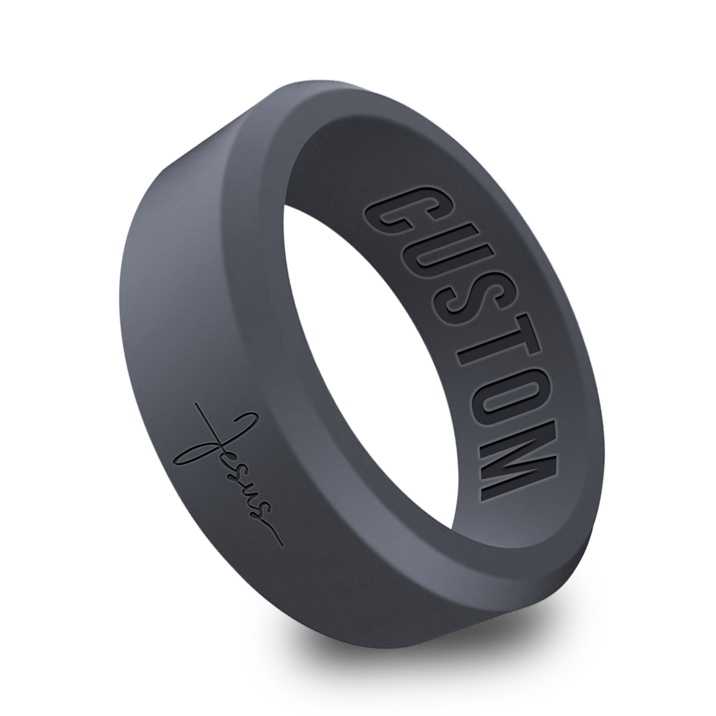 Jesus Christian Catholic Personalized Silicone Beveled Ring