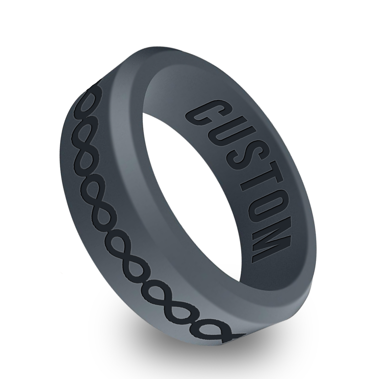 Infinity Symbol Personalized Silicone Beveled Ring